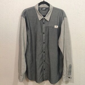 VANS Fabric Blocked Long Sleeve 100% Cotton Black, Gray, cream Shirt size XXL